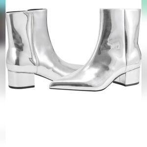 NWB Marc Fisher Women's Gismo Block Heel Dress Booties Silver Size 7.5
